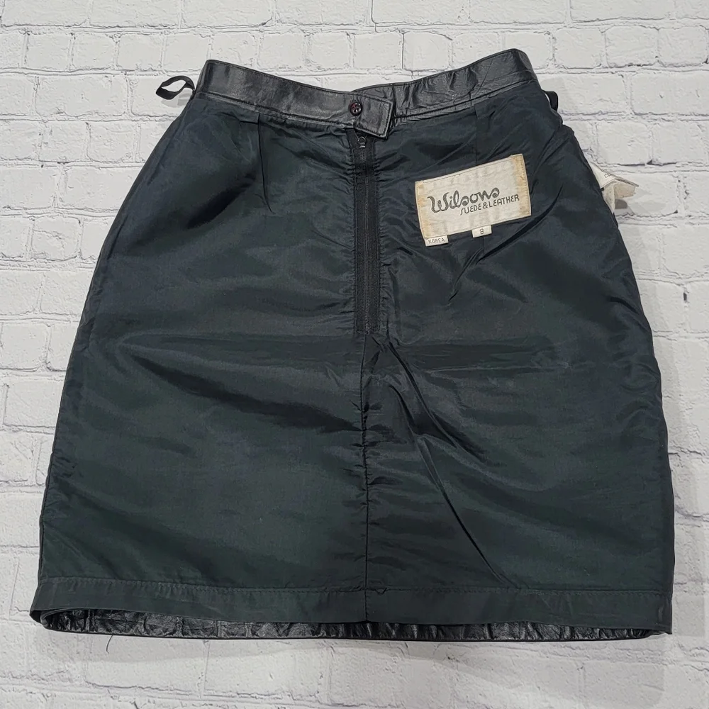 Wilsons Suede & Leather Genuine Vintage Black Leather Pencil Skirt 8 - Picture 4 of 9
